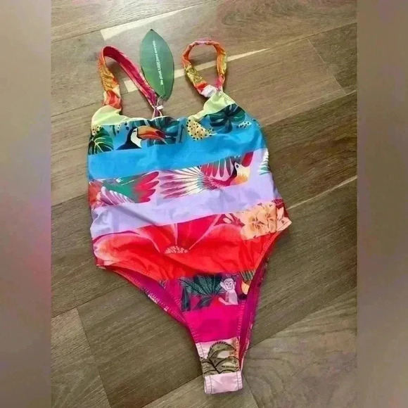NWT FARM RIO 
Ombre Forest One-Piece swimsuit Sz L - Picture 3 of 7